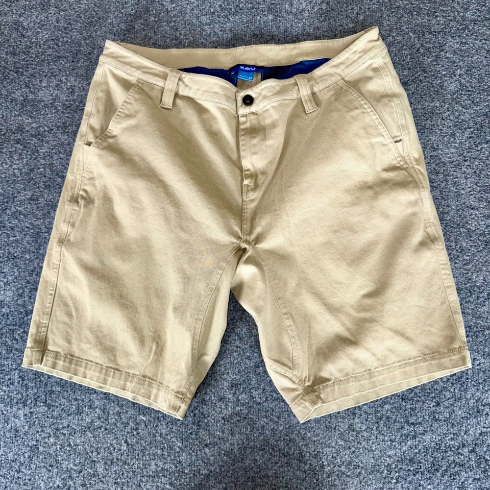 Kavu Shorts Mens 34 (Fits 36) Beige Chino Casual Cotton Outdoor Hiking Travel